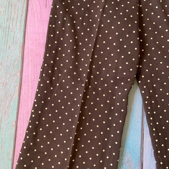 Vintage Brown Polka Dot high waist wide leg Women's Pants - Picture 2 of 7